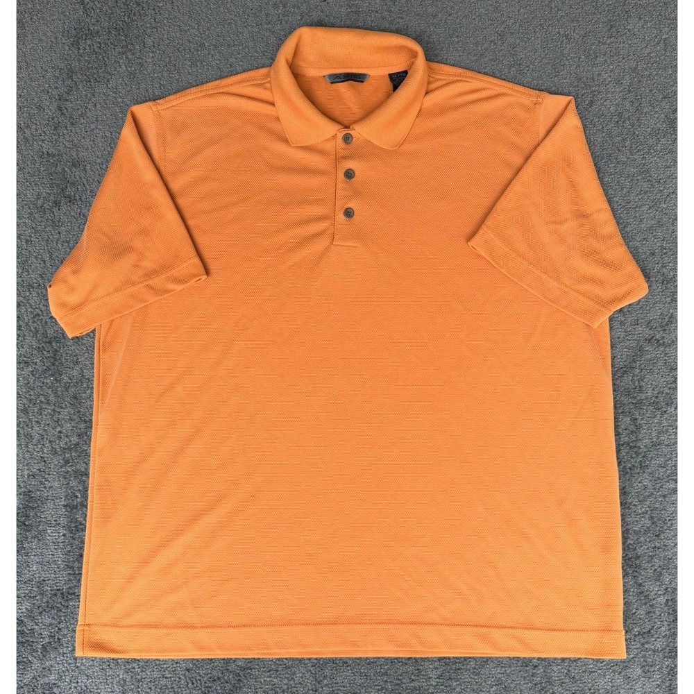 Axis Mens XL Orange Short‎ Sleeve Modal Blend Textured Knit Polo Shirt